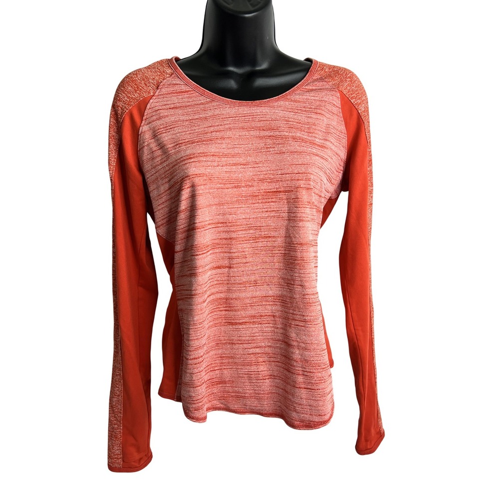 Athleta Shirt Womens Small Red Orange Long Sleeve Raglan Athletic Running Top‎